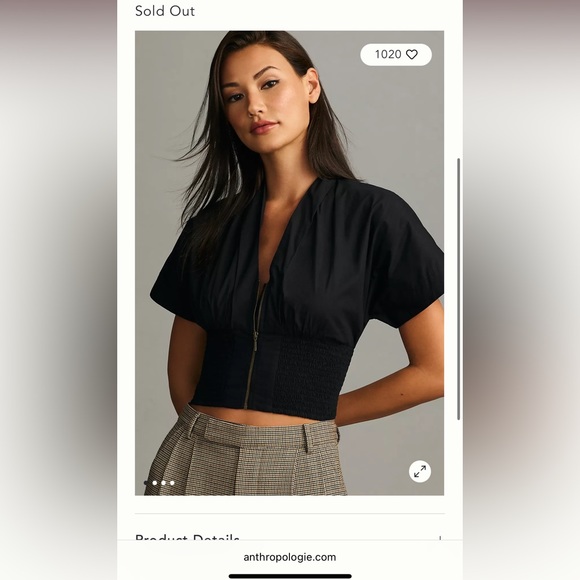 Maeve Black Short-Sleeve Zip Blouse - Picture 3 of 5